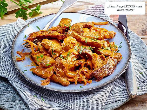 Beefsteak-Streifen in Paprika-Senf-Sahnesoße Rezept Beefsteak-Streifen in Paprika-Senf-Sahnesoße Rezept
