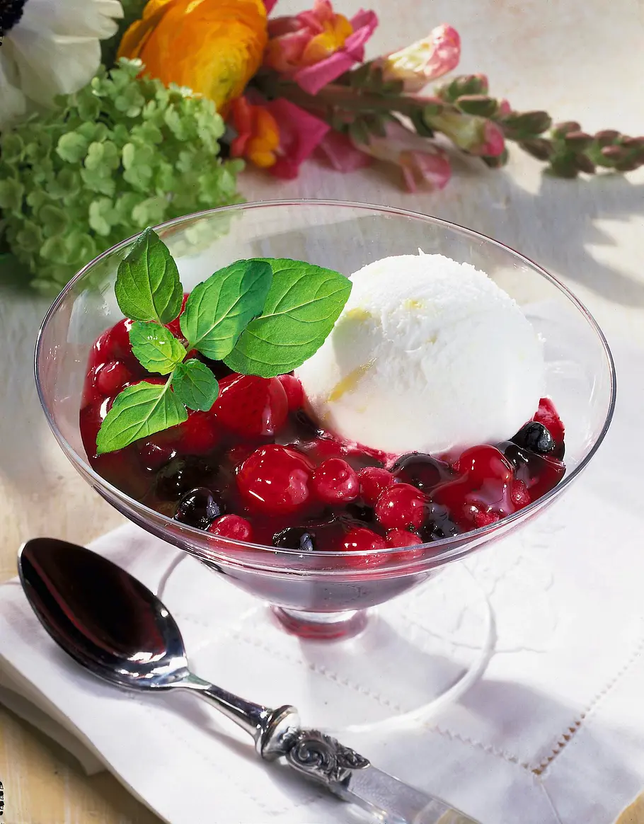Beerengrütze mit Zitroneneis Rezept Beerengrütze mit Zitroneneis Rezept