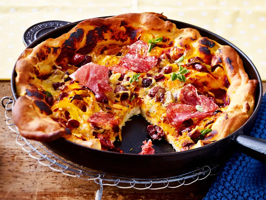 Big-Pan-Pizza Salami Rezept Big-Pan-Pizza Salami Rezept