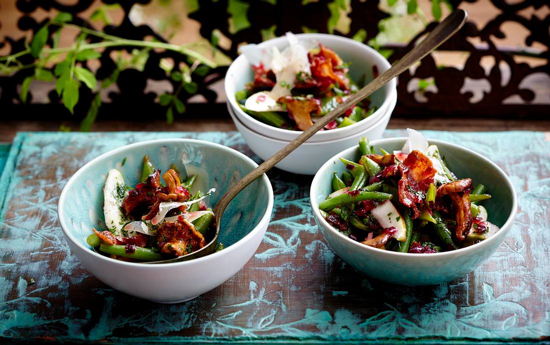 Birnen-Bohnen-und-Schinken-Salat Mit Pfifferlingen Rezept | LECKER