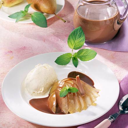 Birnen mit Schokosahne und Eis Rezept Birnen mit Schokosahne und Eis Rezept