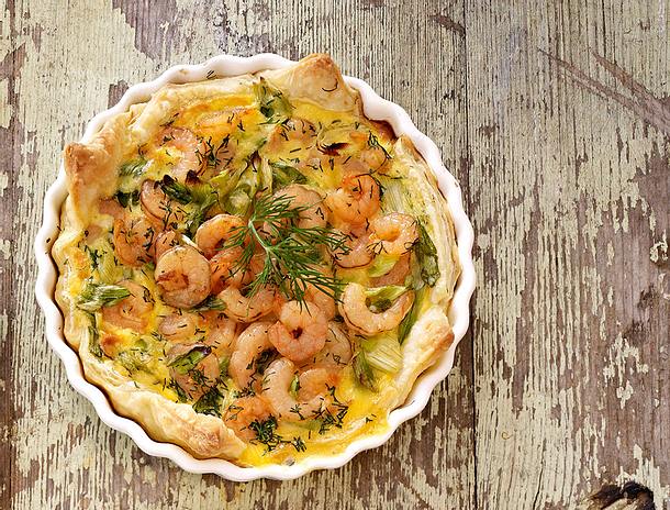 Blätterteig-Quiche mit Shrimps & Dill Rezept Blätterteig-Quiche mit Shrimps & Dill Rezept