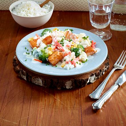 Blitz-Lachs-Frikassee Rezept Blitz-Lachs-Frikassee Rezept