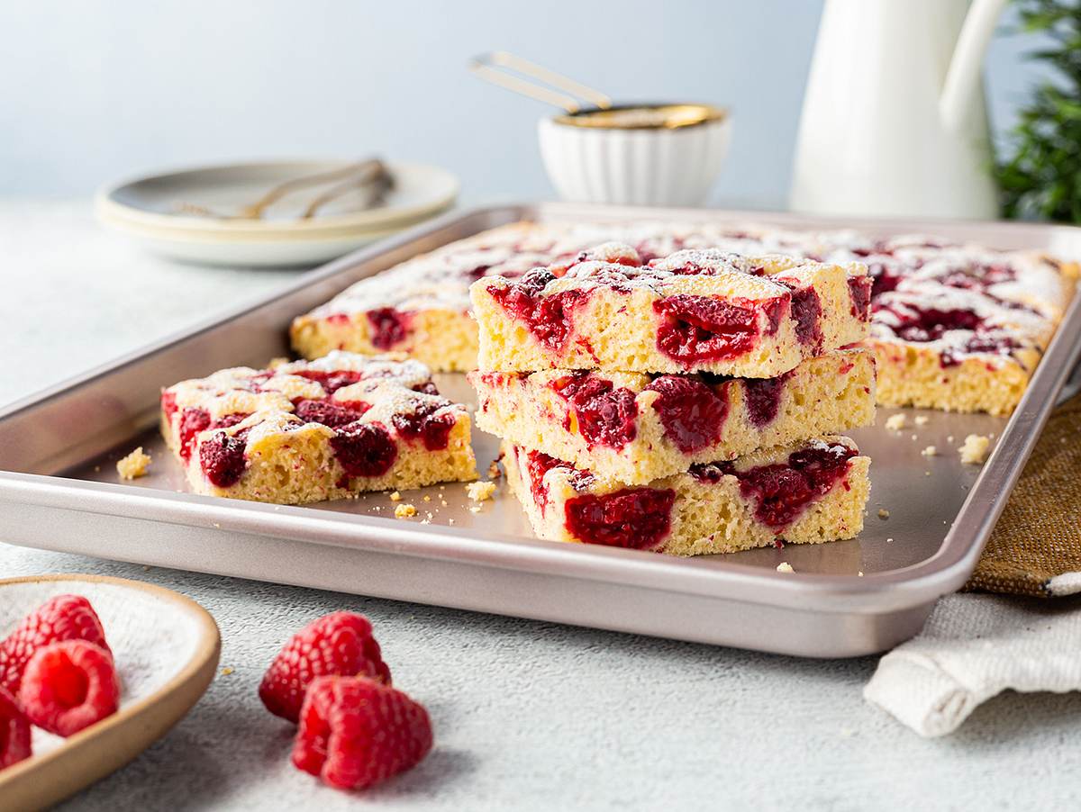 Blitzkuchen mit Himbeeren