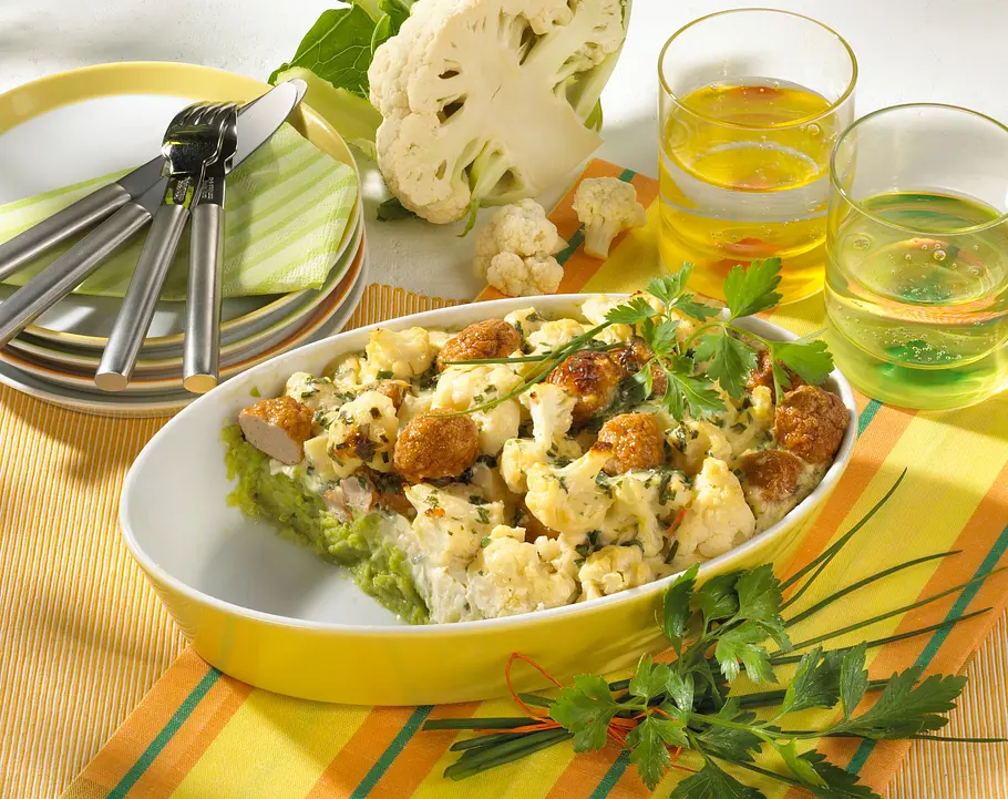 Blumenkohl-Auflauf mit Brätklößchen Rezept