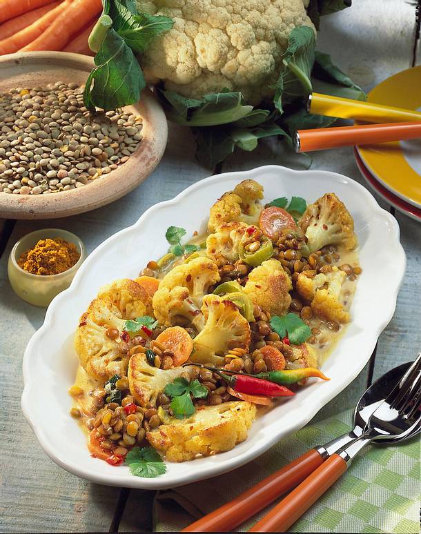 Blumenkohl-Curry mit Linsen Rezept | LECKER