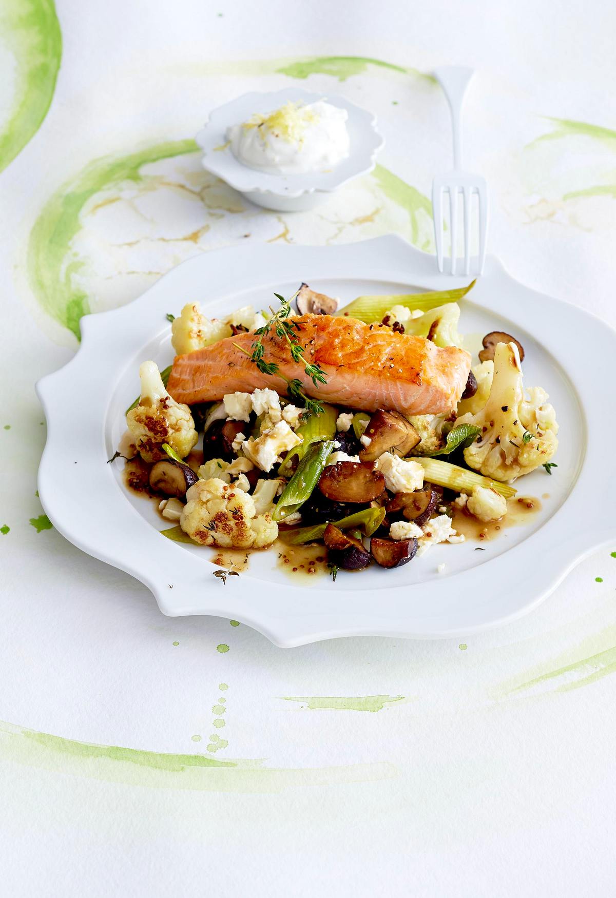 Blumenkohl-Salat zu gebratenem Lachs Rezept