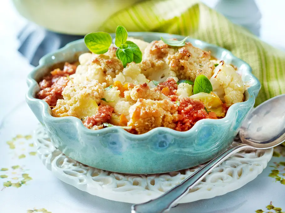 5. Blumenkohlauflauf mit Soja-Bolognese Blumenkohlauflauf mit Soja-Bolognese
