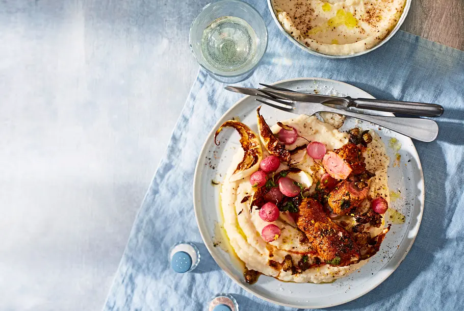 Blumenkohlpüree mit Kalbs-Involtini Rezept