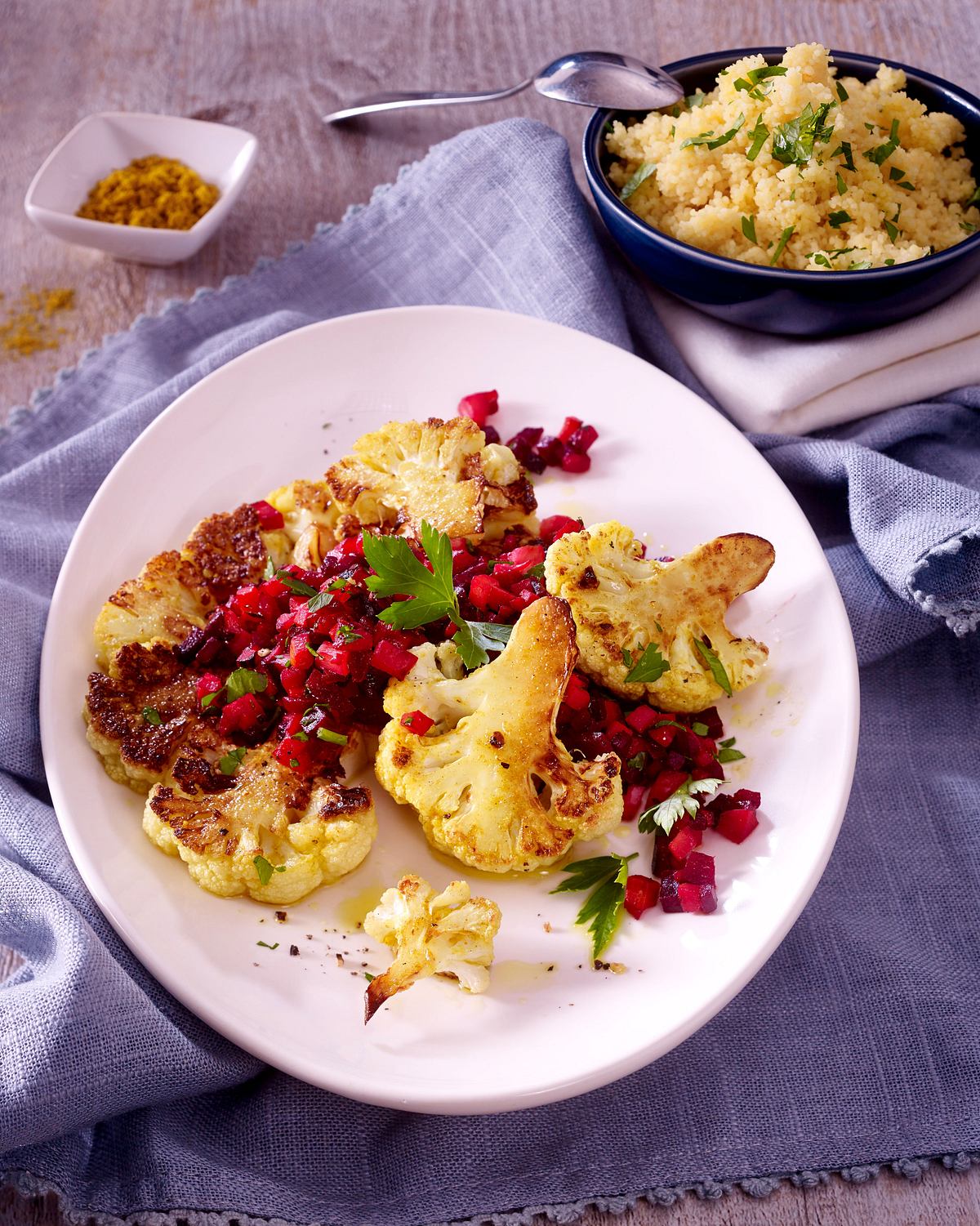 Blumenkohlsteak mit Wurzelgemüse-Tartar Rezept