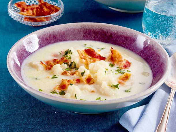 Blumenkohlsuppe mit Speck Rezept
