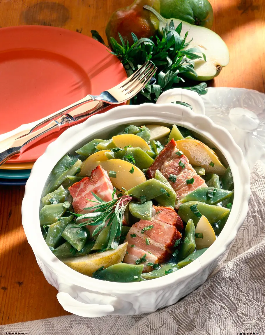 Bohnen, Birnen und Speck Rezept