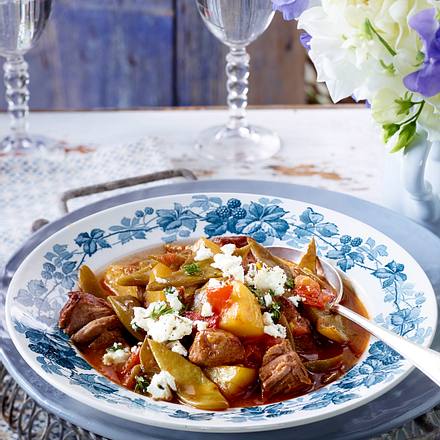 Bohnen-Kartoffel-Stifado mit Lamm Rezept Bohnen-Kartoffel-Stifado mit Lamm Rezept