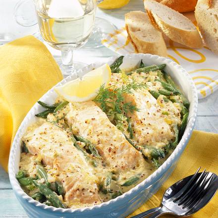 Bohnen-Lachs-Gratin Rezept Bohnen-Lachs-Gratin Rezept