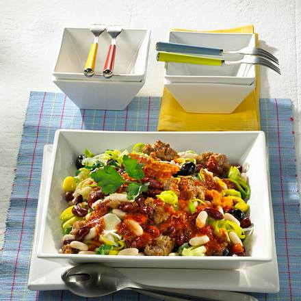 Bohnen-Lauch-Salat mit Mett Rezept Bohnen-Lauch-Salat mit Mett Rezept