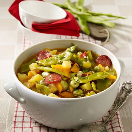 Bohnen-Minestrone mit Kabanossi Rezept
