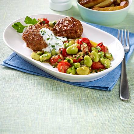 Bohnen-Tomaten-Gemüse zu Frikadellen Rezept Bohnen-Tomaten-Gemüse zu Frikadellen Rezept