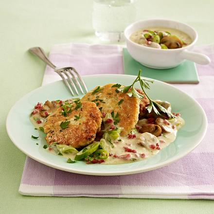 Bohnenbratlinge mit Schinken-Pilz-Soße Rezept