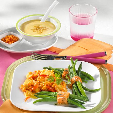 Bohnenpäckchen mit Linsencurry Rezept Bohnenpäckchen mit Linsencurry Rezept