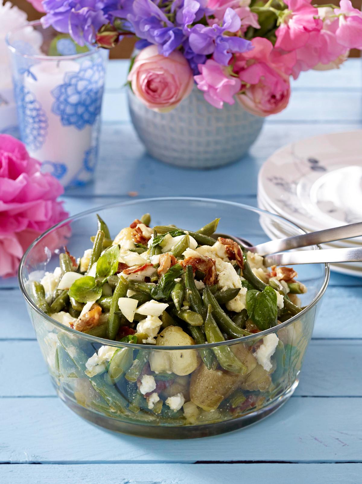 Bohnensalat mit Speck und Feta Rezept