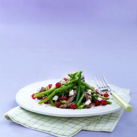Bohnensalat mit Ziegenkäse und Huftsteak Rezept Bohnensalat mit Ziegenkäse und Huftsteak Rezept