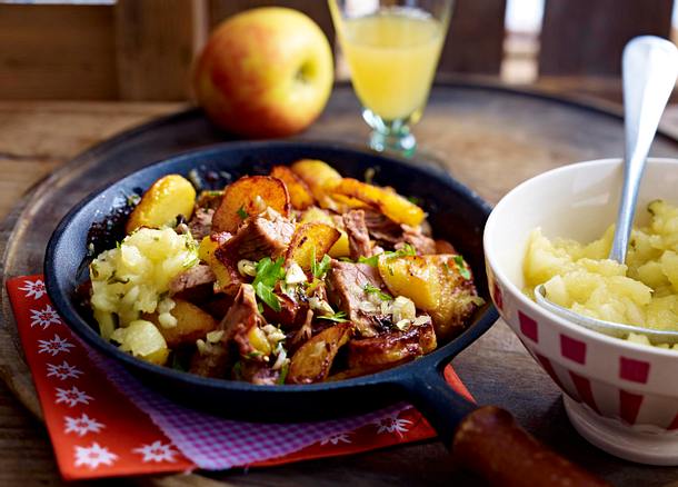 Bozener Herrengröstl mit Majoran-Apfelkompott Rezept
