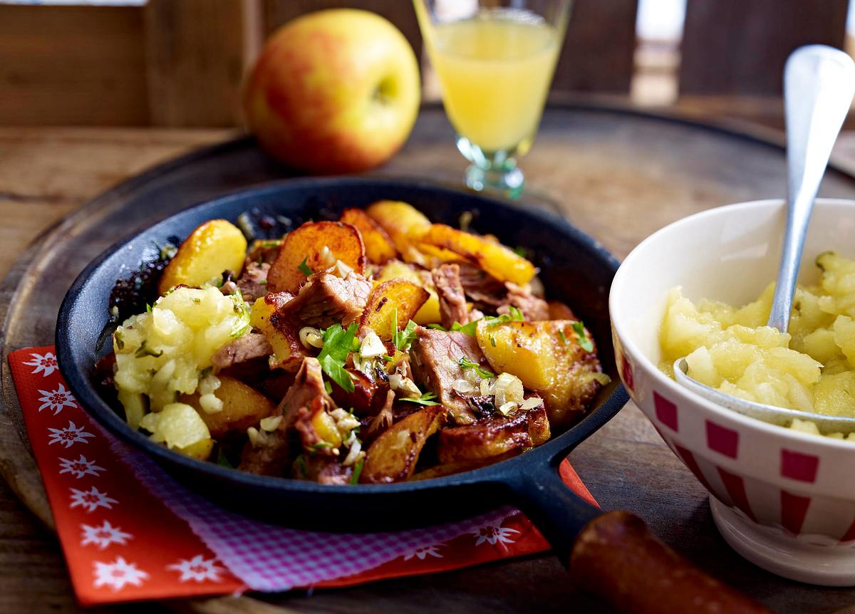 Bozener Herrengröstl mit Majoran-Apfelkompott Rezept