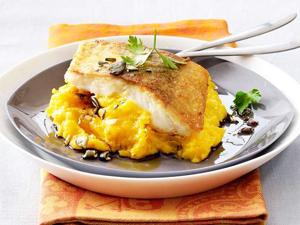 Bratfisch mit Kürbispüree Rezept