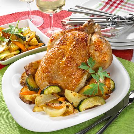 Brathähnchen mit Honigglasur Rezept