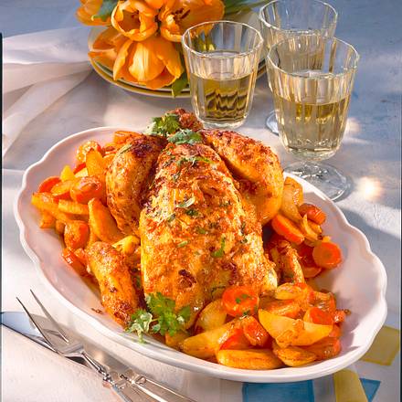 Brathähnchen mit Honigkruste Rezept Brathähnchen mit Honigkruste Rezept