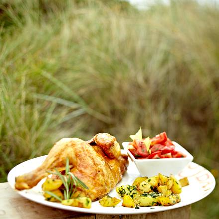 Brathähnchen mit Petersilienfüllung Rezept