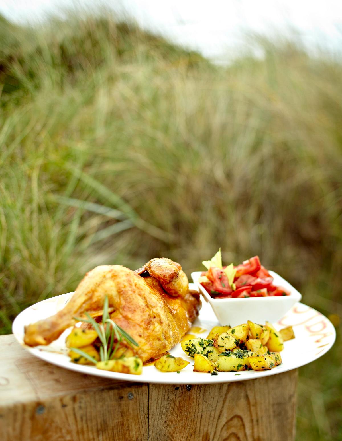 Brathähnchen mit Petersilienfüllung Rezept