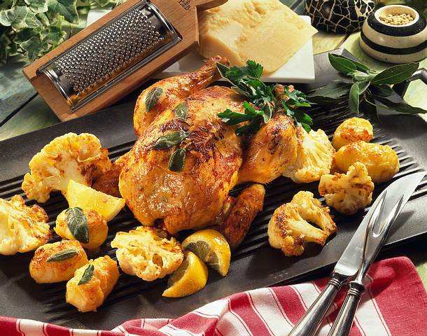 Brathuhn mit schwedischen Kartoffeln und Zitronen Rezept