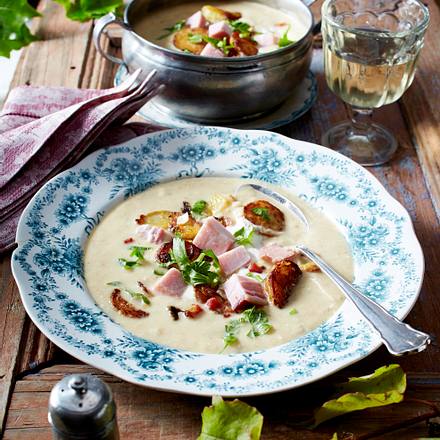 Bratkartoffel-Cremesuppe mit Kasseler Rezept