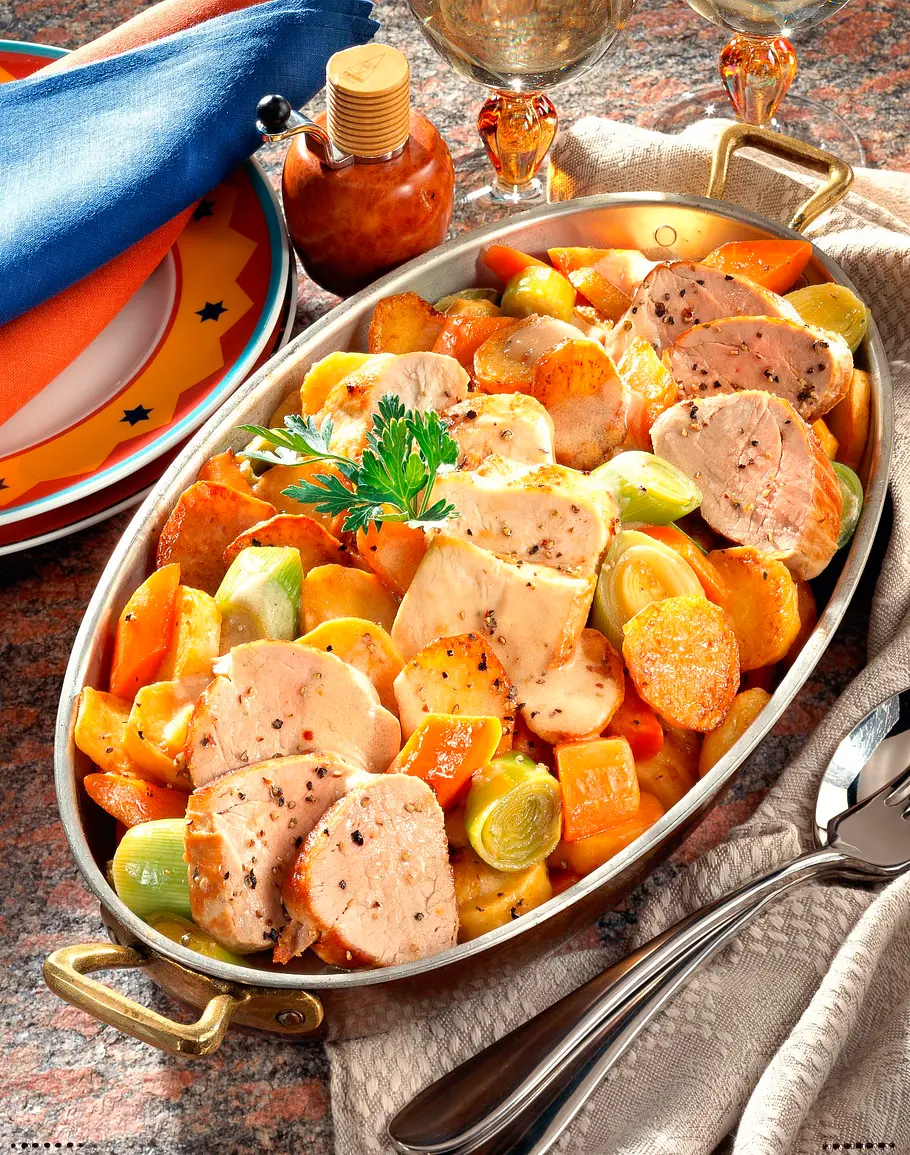 Bratkartoffel-Pfanne mit Schweine- und Hähnchenfilet Rezept Bratkartoffel-Pfanne mit Schweine- und Hähnchenfilet Rezept
