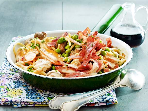 Bratnudeln mit Schinken und EI Rezept