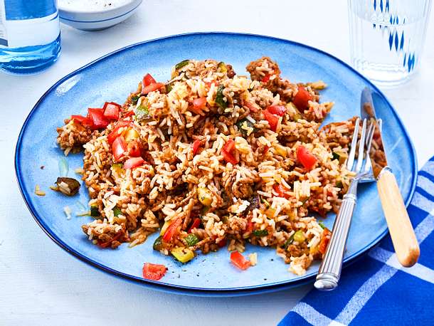 Bratreis mit Hack und Zucchini (Aus vier mach eins) Rezept