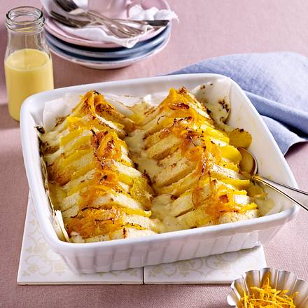 Brotauflauf mit Orangen in Eierlikör-Creme Rezept