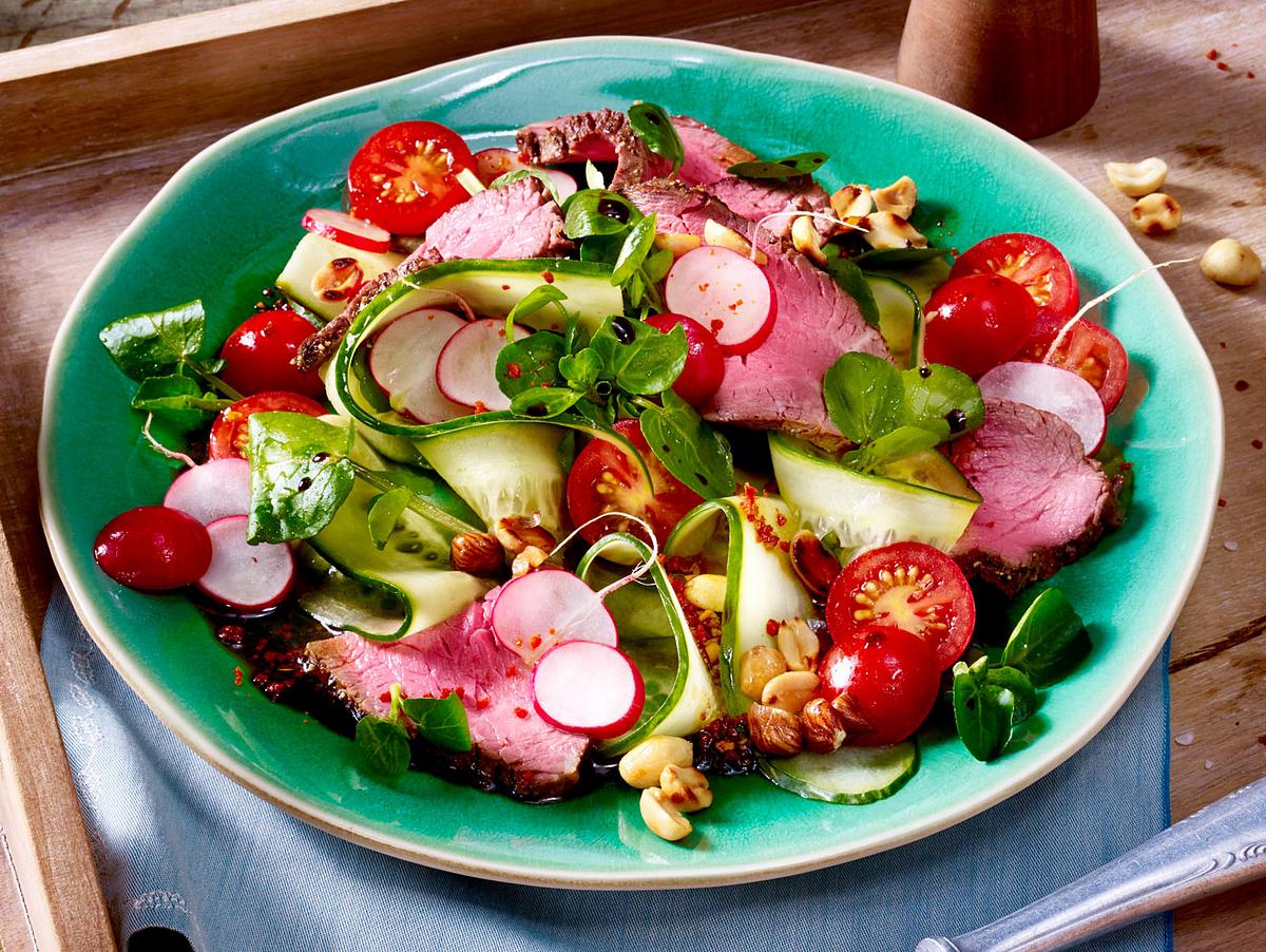 Brunnenkresse-Salat mit Steakstreifen Rezept