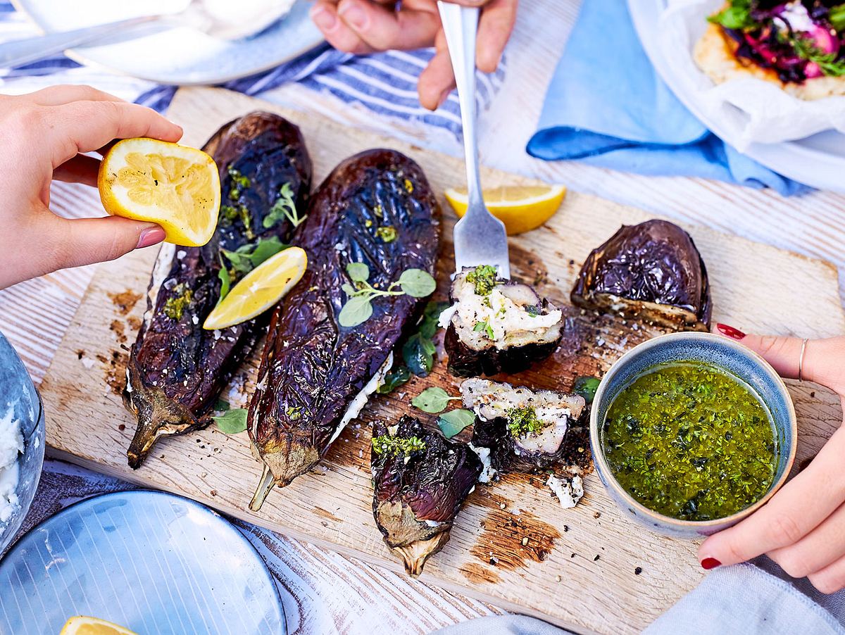 Brutzel-Aubergine im „Greek Style Rezept