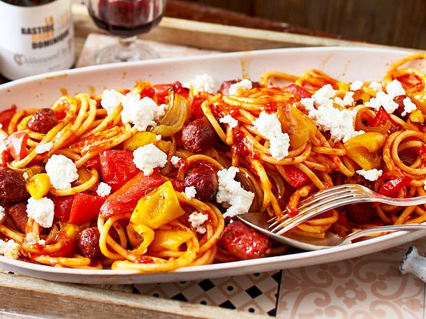 Bucatini mit Ofenpaprika Rezept Bucatini mit Ofenpaprika Rezept