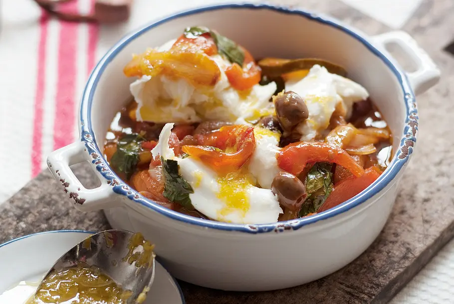 Büffelmozzarella mit Paprikaragout Rezept Büffelmozzarella mit Paprikaragout Rezept