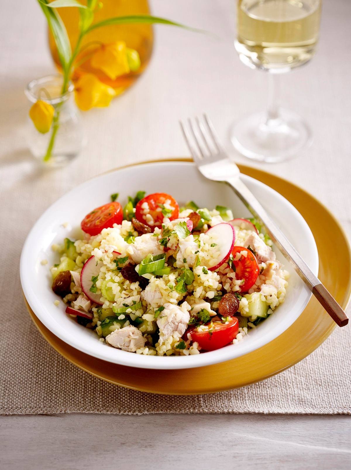 Bulgur-Taboule mit Hähnchen und Kräutern Rezept