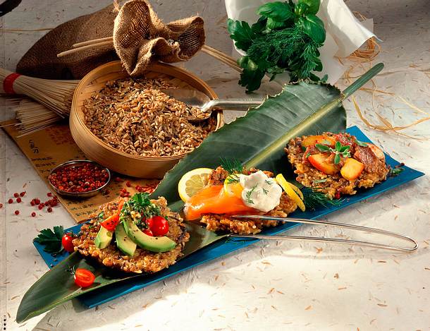 Bunt belegte Reis-Küchlein Rezept Bunt belegte Reis-Küchlein Rezept