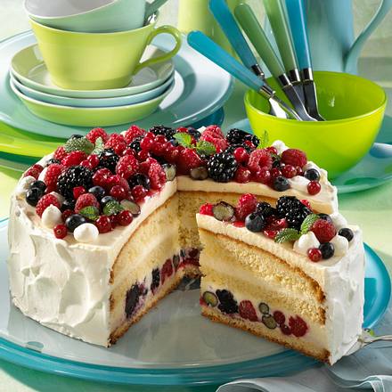 Bunte Beerentorte mit Zitronencreme Rezept