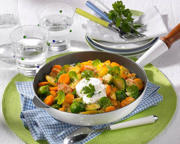 Bunte Rosenkohlpfanne Rezept Bunte Rosenkohlpfanne Rezept