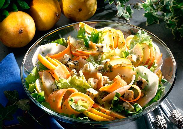 Bunter Birnensalat mit Roquefort-Käse Rezept