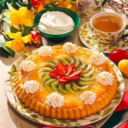 Bunter Obstkuchen mit Kokoscreme Rezept