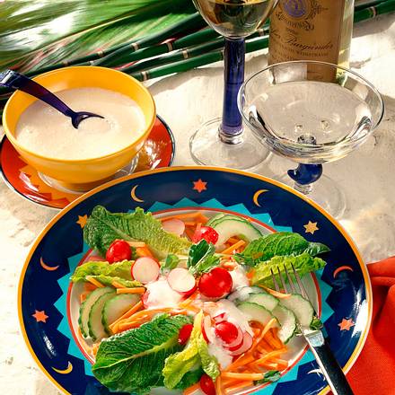 Bunter Salat mit Buttermilch-Zitronendressing Rezept