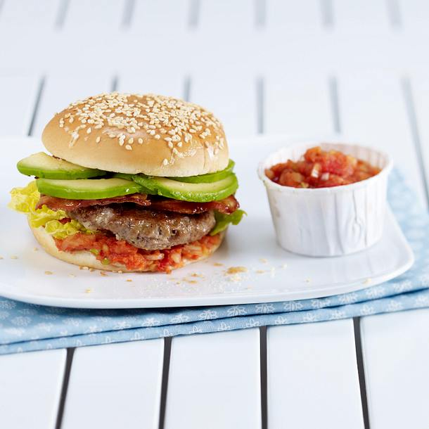 Burger mit Hähnchen, grünen Spargel und Mango-Chutney Rezept